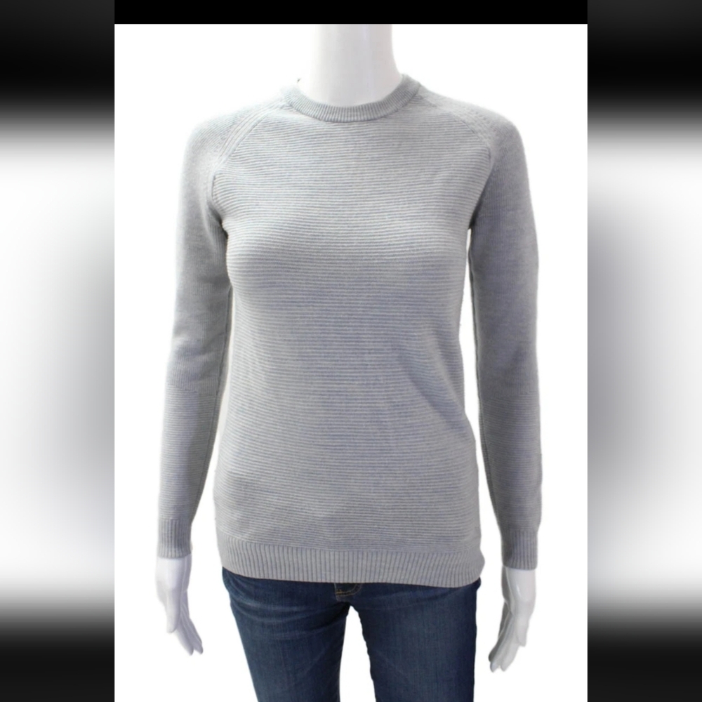 Lululemon Womens Ribbed Crew Neck Long Sleeve Pullover Sweater Top Gray
